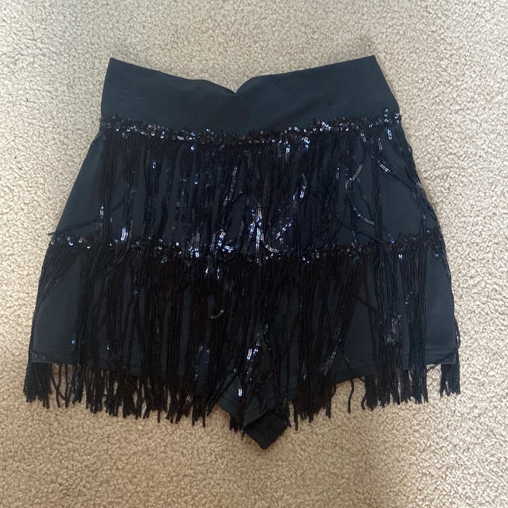 Black Fringe Shorts